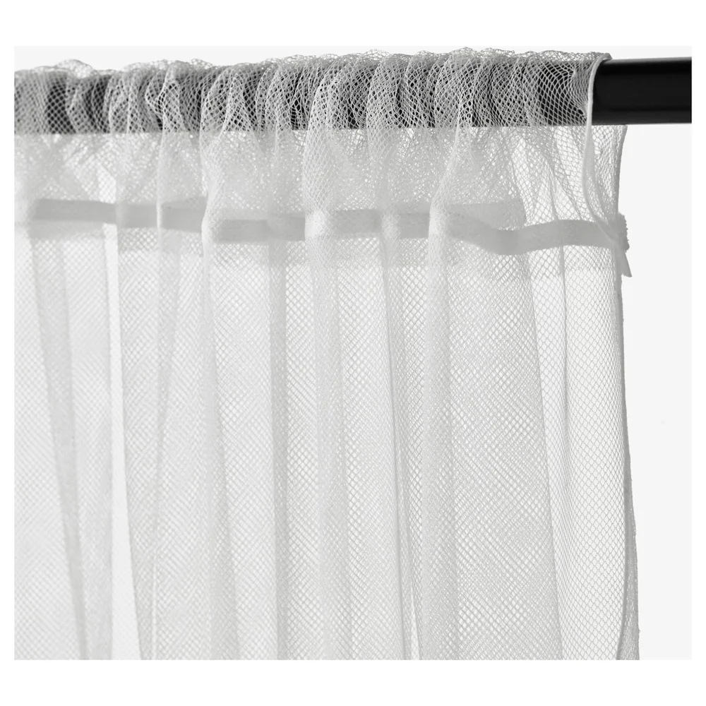 Set of 2 - Pair IKEA LILL Sheer Curtains White Mesh